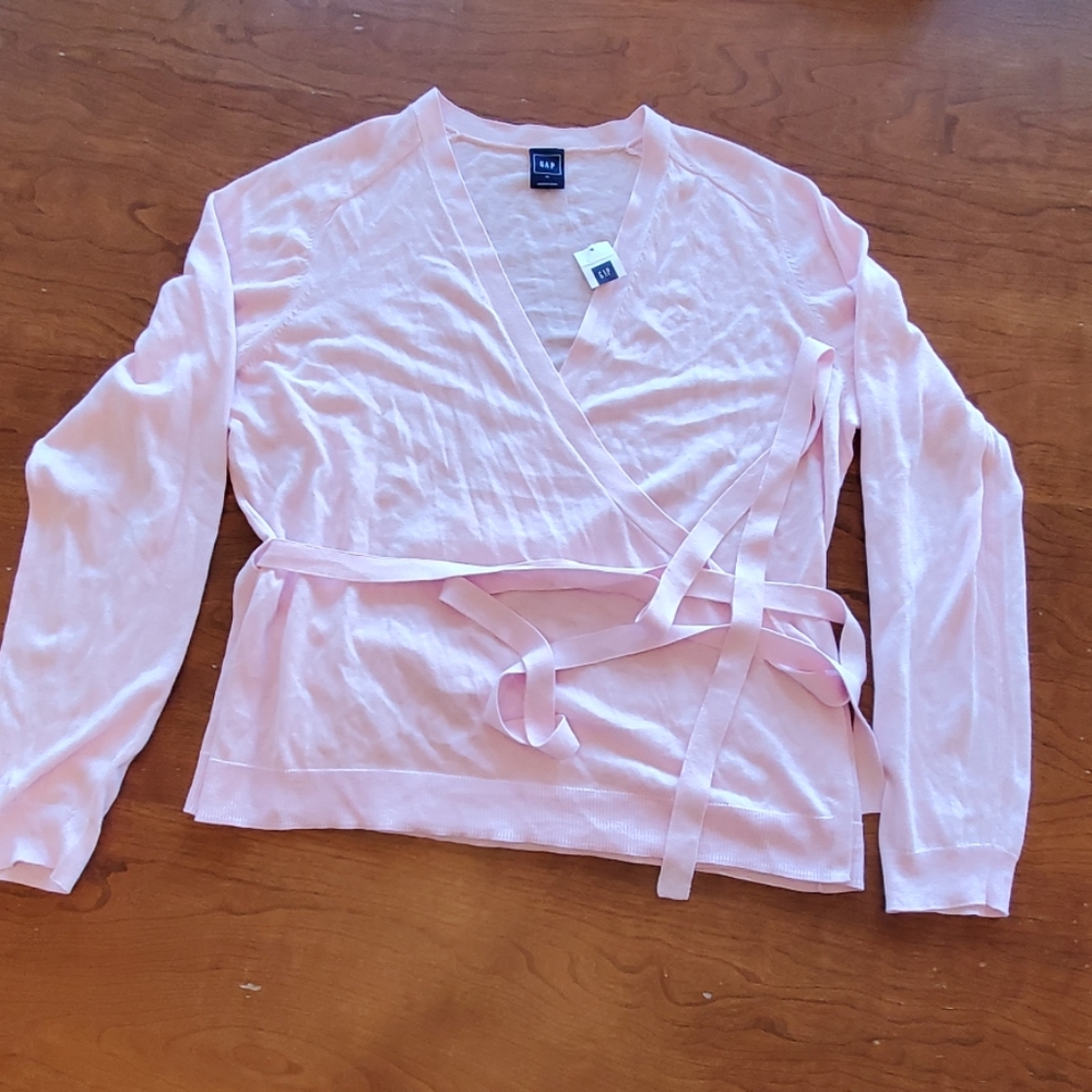 Gap light pink wrap sweater size XL